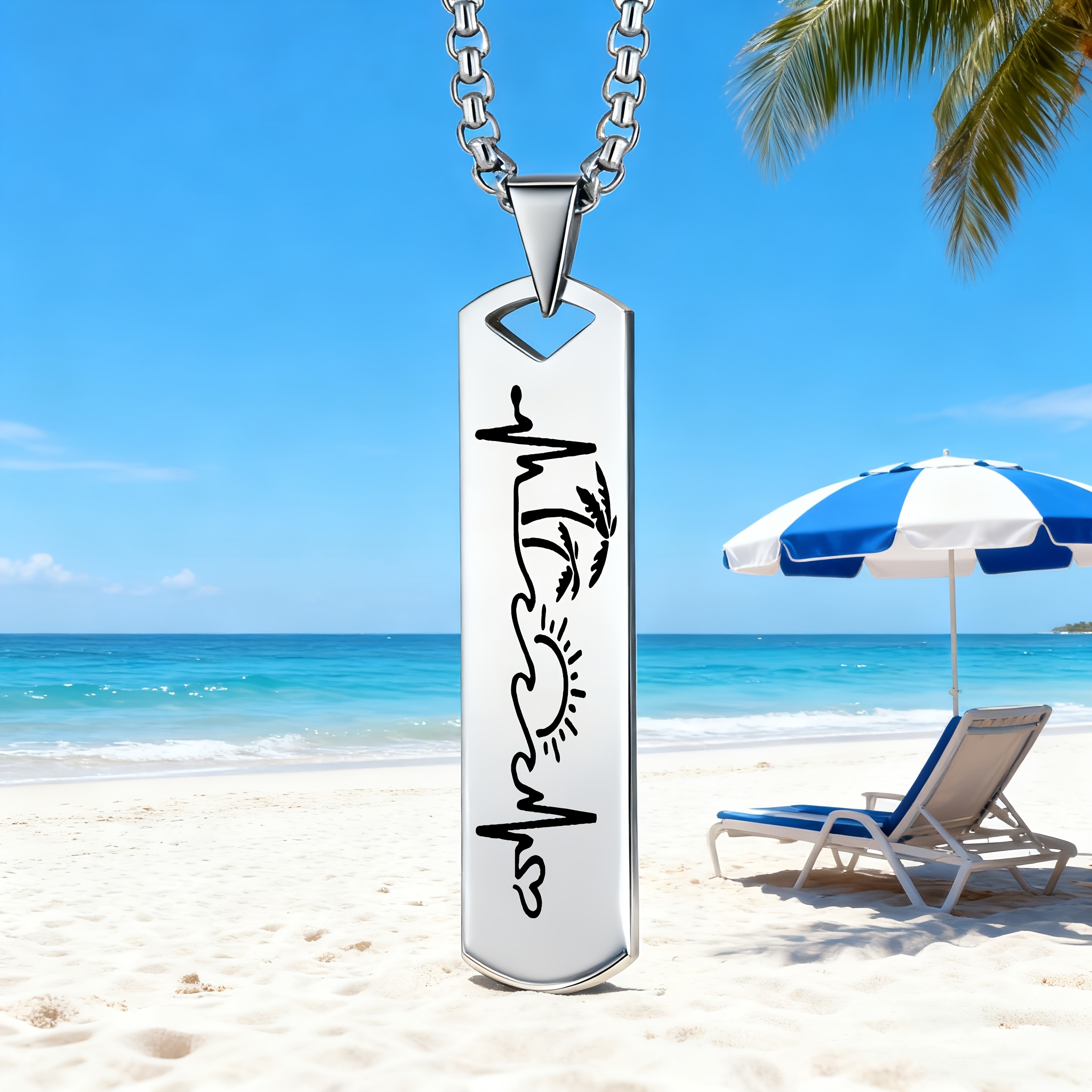 Vacation Ocean Beach Style Stainless Steel Pendant Necklace